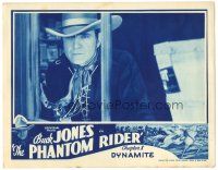 5j736 PHANTOM RIDER chapter 1 LC '36 best c/u of cowboy Buck Jones with revolver, Universal serial!