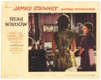 5j766 REAR WINDOW LC #2 '54 Alfred Hitchcock, Jimmy Stewart, Grace Kelly & Ritter look out window!