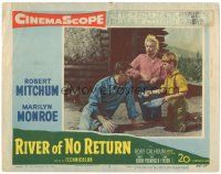 5j788 RIVER OF NO RETURN LC #2 '54 Tommy Rettig & sexy Marilyn Monroe help Robert Mitchum!