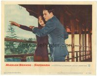5j801 SAYONARA LC #2 '57 close up of Marlon Brando holding back Miiko Taka!