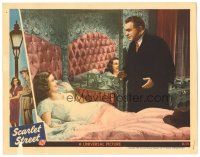 5j806 SCARLET STREET LC '45 Fritz Lang noir, Joan Bennett in bed laughs at Edward G. Robinson!