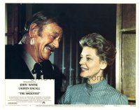 5j828 SHOOTIST LC #1 '76 great close up of John Wayne & Lauren Bacall laughing!