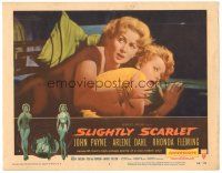 5j838 SLIGHTLY SCARLET LC #2 '56 image of sexy Rhonda Fleming & Arlene Dahl in peril!
