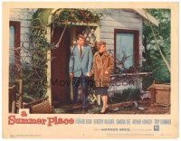 5j880 SUMMER PLACE LC #1 '59 Sandra Dee & Troy Donahue outside house in young lovers classic!