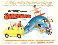 5j267 SUPERDAD TC '74 Walt Disney, wacky art of surfing Bob Crane & Kurt Russell w/guitar!