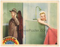 5j891 SWINGIN' ON A RAINBOW LC '45 Harry Langdon is embarassed to walk in on showering Jane Frazee!
