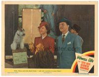 5j908 THIN MAN GOES HOME LC #5 '44 c/u of William Powell, Myrna Loy & Asta the dog back at home!