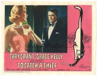 5j921 TO CATCH A THIEF LC R65 c/u of Grace Kelly looking at Cary Grant in tuxedo, Alfred Hitchcock