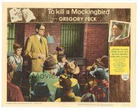 5j002 TO KILL A MOCKINGBIRD LC #3 '62 Gregory Peck with kids face down angry mob outside jail!