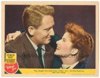 5j982 WITHOUT LOVE LC #2 '45 great romantic close up of Spencer Tracy & Katharine Hepburn!