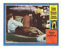 5j983 WITNESS FOR THE PROSECUTION LC R60s Marlene Dietrich looks at guy on bed, Billy Wilder!