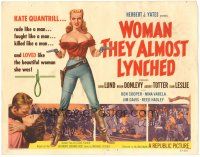 5j315 WOMAN THEY ALMOST LYNCHED TC '53 great art of super sexy female gunfighter Audrey Totter!