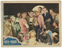 5j998 YOUTH ON PARADE LC '42 Tom Brown, Charles Smith, Ruth Terry, Yvonne De Carlo & large crowd!