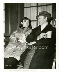 5k381 FUNNY FACE candid 8.25x10 still '57 beautiful Audrey Hepburn & Fred Astaire between scenes!