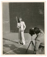 5k399 GINGER ROGERS 8.25x10 still '40s being photographed in dress clothes playing tennis!