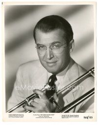 5k411 GLENN MILLER STORY 8x10.25 still R60 best portrait of James Stewart holding trombone!