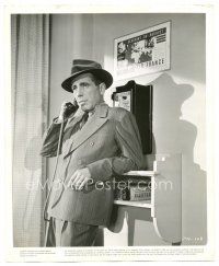 5k711 PASSAGE TO MARSEILLE 8.25x10 still '44 Humphrey Bogart talks on payphone by travel poster!