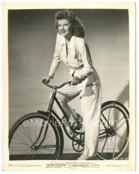 5k726 PRAIRIE CHICKENS 8x10.25 still '42 c/u of pretty Marjorie Woodworth riding cool bike!