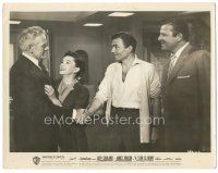 5k835 STAR IS BORN 8x10.25 still '54 Judy Garland smiles as James Mason & Bickford shake hands!
