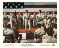 5k033 G.I. BLUES color 8x10 still '60 soldier Elvis Presley performing on stage with military band!