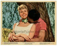 5k071 PAJAMA GAME color 8x10 still #7 '57 John Raitt nuzzling smiling Doris Day's shoulder!