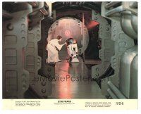 5k096 STAR WARS color 8x10 still '77 Carrie Fisher as Princess Leia gives message to R2-D2!