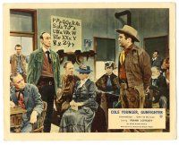 5k018 COLE YOUNGER GUNFIGHTER color English FOH LC '58 Frank Lovejoy in schoolhouse with townsfolk!