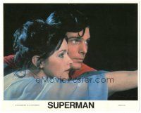 5k099 SUPERMAN 8x10 mini LC '78 c/u of Christopher Reeve in costume flying with Margot Kidder!