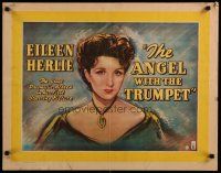 5m018 ANGEL WITH THE TRUMPET English 1/2sh '50 cool portrait art of pretty Eileen Herlie!
