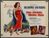 5m019 ANGEL WORE RED style B 1/2sh '60 Dirk Bogarde, great art of sexy full-length Ava Gardner!