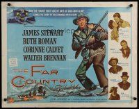 5m085 FAR COUNTRY style A 1/2sh '55 cool art of James Stewart with rifle, directed by Anthony Mann!