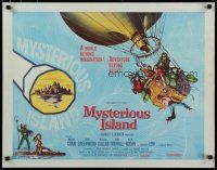 5m226 MYSTERIOUS ISLAND 1/2sh '61 Ray Harryhausen, Jules Verne sci-fi, cool hot-air balloon art!