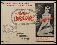 5m230 NATURE'S PARADISE 1/2sh '60 actually filmed at a nudist colony, great artwork!