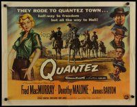 5m289 QUANTEZ 1/2sh '57 artwork of Fred MacMurray & sexy Dorothy Malone with torn shirt!
