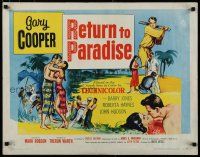 5m303 RETURN TO PARADISE style A 1/2sh '53 art of Gary Cooper, from James A. Michener's story!
