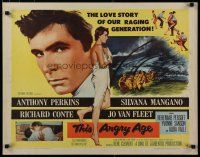 5m380 THIS ANGRY AGE style A 1/2sh '58 great art of Anthony Perkins & nearly naked Silvana Mangano!