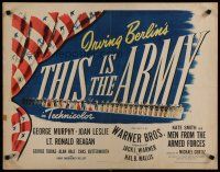 5m382 THIS IS THE ARMY 1/2sh '43 Irving Berlin musical, Lt. Ronald Reagan, cool patriotic design!