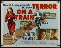 5m388 TIME BOMB 1/2sh '53 Terror on a Train, art of Glenn Ford & Anne Vernon in explosive action!