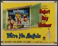 5m414 WE'RE NO ANGELS style A 1/2sh '55 Humphrey Bogart, Aldo Ray & Ustinov tipping their hats!