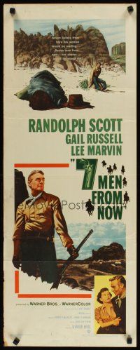 5m432 7 MEN FROM NOW insert '56 Budd Boetticher, great image of Randolph Scott with rifle!