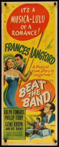 5m462 BEAT THE BAND insert '47 artwork of sexy Frances Langford & Gene Krupa playing drums!