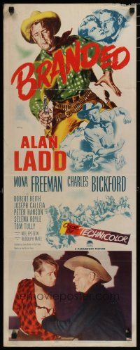 5m487 BRANDED insert '50 great artwork image of tough cowboy Alan Ladd with gun in hand!