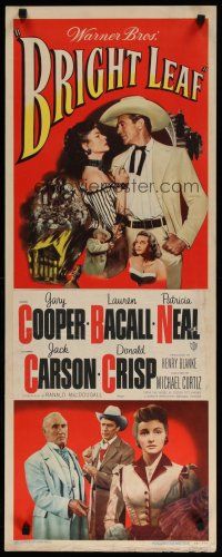 5m490 BRIGHT LEAF insert '50 Gary Cooper, sexy Lauren Bacall, Patricia Neal, Michael Curtiz