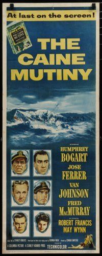 5m495 CAINE MUTINY insert '54 art of Humphrey Bogart, Jose Ferrer, Van Johnson & Fred MacMurray!