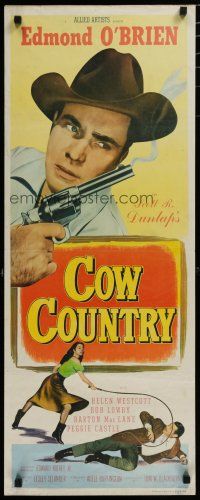 5m518 COW COUNTRY insert '53 cowboy Edmond O'Brien with smoking gun, Helen Westcott with whip!