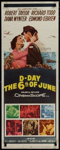 5m527 D-DAY THE SIXTH OF JUNE insert '56 romantic art of Robert Taylor & sexy Dana Wynter in WWII!