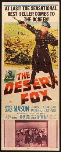 5m530 DESERT FOX insert '51 artwork of James Mason as Field Marshal Erwin Rommel at war!