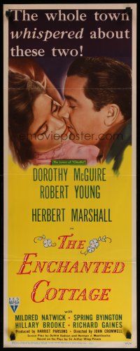 5m549 ENCHANTED COTTAGE insert '45 the whole town whispered about Dorothy McGuire & Robert Young!