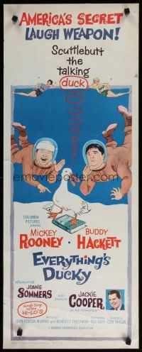 5m551 EVERYTHING'S DUCKY insert '61 artwork of Mickey Rooney & Buddy Hackett with a talking duck!