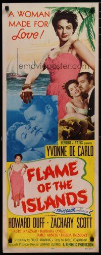 5m558 FLAME OF THE ISLANDS insert '55 Yvonne De Carlo kissing Howard Duff & in sexy dress!
